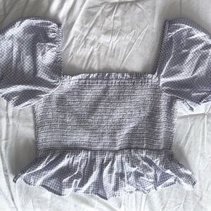 J. Crew Light Blue Gingham Top